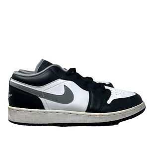 Nike Air Jordan 1 Low GS Youth 6.5Y Black White Gray Leather 553560-040